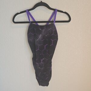 ​Speedo Endurance+ One Piece Training Swimsuit - Purple Hex Graphic - Size 30